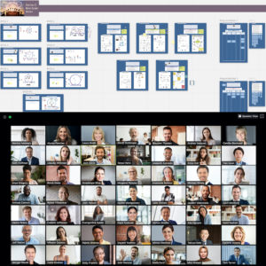 An image of remote collaboration using Miro and Zoom
