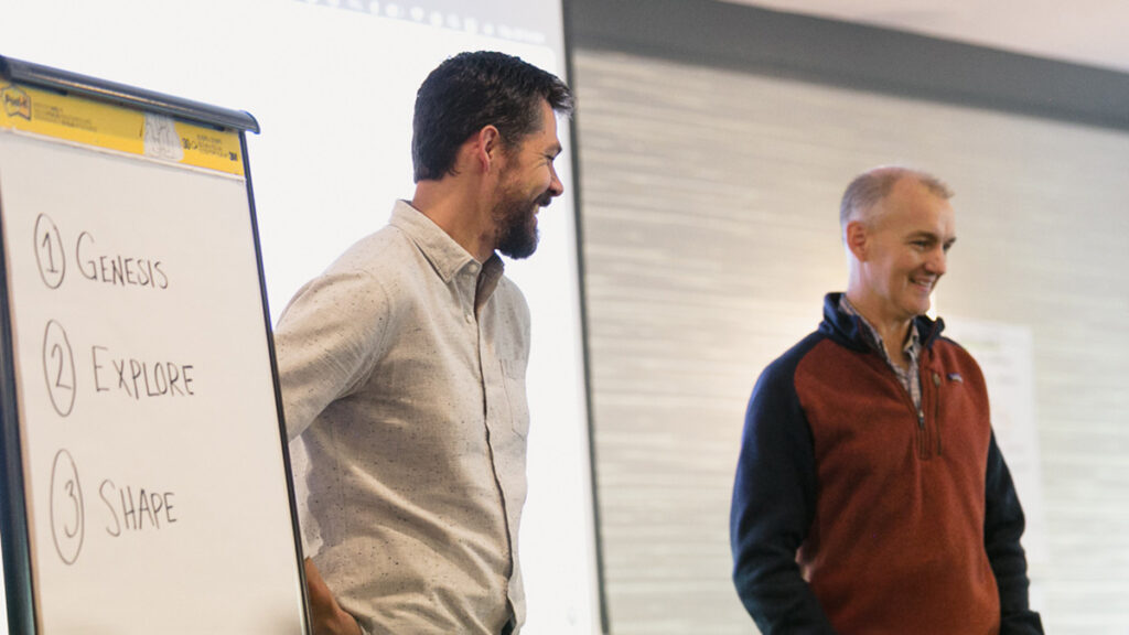 Richard and Peter teaching a Humanizing Work workshop